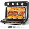 Karienvir Friggitrice ad aria 36 litri, 1800W Air Fryer, Mini Forno ad Aria Calda per Pizza, Controllo della manopola, Timer e Temperatura Regolabili, Senza Olio con 7 Accessori, Nero
