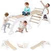 RELAX4LIFE Triangolo da Arrampicata con Scivolo per Bambini, Arco da Arrampicata e Scala per Arrampicarsi in Legno, Montessori Giocattoli Bimbi 2-5 Anni (1, Bianco)