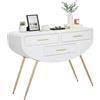 Dmora - Consolle Spirito, Tavolo multiuso, Mobiletto d'appoggio, Scrivania da corridoio, 110x40 h80 cm, Bianco e Oro