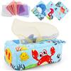 Wodasi Scatola di Fazzoletti per Neonati, Baby Tissue Box Toy Sensoriale con Funzioni Accattivanti, Squalo Scatola Interattiva in Tessuto, Giochi Montessori 6 Mesi Tissue Box