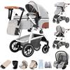 Zkiprm Passeggino 3 in 1, Sistema di Viaggio con Seggiolino Auto, Carrozzina e navicella, Braccioli regolabili, Parapioggia, Zanzariera, Telaio in alluminio, Passeggino urbano per bambini 0-4 anni