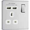 British General BG Electrical fbs21u2g presa singola da 2,1 A Masterplug con 2 x USB