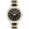 Steve Madden Orologio da donna con cinturino in vero cristallo, Nero/Oro