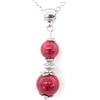 ThurColas Collana da donna in acciaio inossidabile con pendente in perle di turchese ricomposte tinte di rosso e perle in ottone argentato
