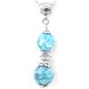 ThurColas Collana da donna in acciaio inox con pendente di perline di giada bianca colorata blu e viola e perline in ottone argentato