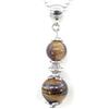 ThurColas Collana da donna in acciaio inox con pendente in perline Tiger Eye marrone e perline in ottone argentato