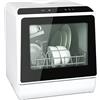 YU YUSING Mini Lavastoviglie da Tavolo con 5+1 Programmi 4 Coperti, Lavastoviglie Piccola Portatile, con/senza Collegamento, Serbatoio dell'acqua 5L, Controllo Touch, Display LED, Casa Ufficio, Bianco