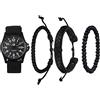 Avaner Orologio da Uomo 4 Pz Set di Bracciali per Orologi da Uomo Cinturino in Nylon Militare Orologio al Quarzo Bracciali in Pelle
