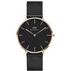 Daniel Wellington Petite Ashfield Orologio Unisex Adulto, 36mm, in Maglia, Nero/Oro Rosato