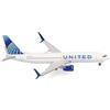 herpa Modellino aereo United Airlines Boeing 737-800, miniatura scala 1:500, pezzo da collezione, modello senza supporto, metallo