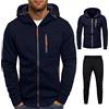 Generico Tute Sportive Uomo Autunno Inverno Eleganti Felpa Con Cappuccio E Pantalone Set Vintage Cotone Tracksuit Moda Slim Fit Tute Da Ginnastica Casual Comodi Completo Fitness Leggero Tuta Jogging