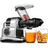 AMZCHEF Estrattore Frutta e Verdura - 80MM Grande Apertura per Frutta Intera - Estrattore Frutta e Verdura Professionale con Modalità a 2 Velocità e Funzione Inversa - Argento