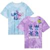 Disney Stitch Maglietta Bambina e Adolescenti 2 Pacco Girocollo Magliette Corte Ragazza Multipacco Comodo Traspirante Regalo Ragazza (9-10 Anni, Viola/Blu, 2)