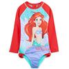 Disney Costumi Interi da Bagno per Bambine, Costume da Bagno Manica Lunga Set (Rosso Ariel, 4-5 Anni)