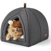 Bedsure Cuccia Gatti Grande Tana - 44 x 44 x 44 cm Casa per Gatti da Interno con Cuscino Sherpa Rimovibile e Giocattolo Appeso, Cuccia Lavabile, Grigio Scuro