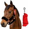Pferdelinis Linee per cavalli Capezza per cavallo e corda Capezza in pelliccia con corda in piombo Gancio antipanico per cavallo Capezza per pony, pannocchia, sangue caldo, sangue freddo (sangue freddo (X-Full))