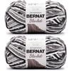 Bernat Blanket Super Bulky - Filato acrilico super voluminoso, 2 confezioni da 300 g, in ciniglia grossa, pesante, per lavorare a maglia e all'uncinetto, amigurumi, coperte spesse (grigio tempesta,