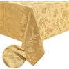 Elrene Home Fashions - Elegante tovaglia in tessuto jacquard damascato con foglie, 152,4 x 259,1 cm, oblunga, colore: oro