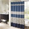 Madison Park Serene Tenda da Doccia in Finta Seta Ricamata Floreale Lavabile in Lavatrice, Decorazione Moderna per Il Bagno, Poliestere, Marina Militare, 72 x 72 in