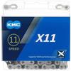 KMC X11 Chain, Catena Unisex Adulto, Silver/Black, 1/2 x 11/128