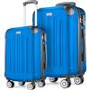 POSH Valigia rigida con ruote trolley bagaglio a mano, grande, media, piccola in ABS, Set di valigie leggere da 3 pezzi nelle misure M-L-XL (blu, M+XL)