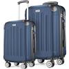 POSH Valigia rigida con ruote trolley bagaglio a mano, grande, media, piccola in ABS, Set di valigie leggere da 3 pezzi nelle misure M-L-XL (blu navy, M+XL)
