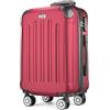 POSH Valigia rigida con ruote trolley bagaglio a mano, grande, media, piccola in ABS, Set di valigie leggere da 3 pezzi nelle misure M-L-XL (rosso vino, XL)