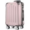 POSH Valigia rigida con ruote trolley bagaglio a mano, grande, media, piccola in ABS, Set di valigie leggere da 3 pezzi nelle misure M-L-XL (rosa cipria, XL)