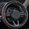 GIANT PANDA Coprivolante in pelle PU, compatibile con volanti rotondi Renault Clio,Scenic,Twingo,Captur,Zoe, diamantato trapuntato nero+rosso