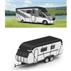 SUPAREE Telo Copri Camper impermeabile Telo Copertura Tetto Camper 210D Impermeabile Protezione UV con Strisce Riflettenti Nero (5.5 x 3m)