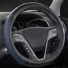 GIANT PANDA Coprivolante in pelle PU, compatibile con volanti rotondi Fiat 500,Panda,Tipo,Ducato,500X,Diamante trapuntato nero+blu