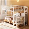 YESGIGA Letto a soppalco 90 x 200 cm con scala, lettino bianco in legno con scaffalatura, semplice armadio (90 x 200 cm) (bianco, 140 x 200 cm)