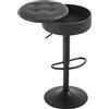 WOLTU Sgabello da Cucina, Sgabello da Bar Alto con Spazio Contenitivo, Sedia Regolabile in Altezza e Girevole a 360°, per Cucina Sala da Pranzo Bar Bancone, Pelle Sintetica, Metallo, Antracite