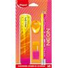 MAPED Neon Set Di Cancelleria Scuola Con 5 Pezzi: 2 Matite, Righello Flessibile, Temperamatite E Gomma Da Cancellare, Materiale Scuola Di Alta Qualità Per Bambini E Adulti, Design Ergonomico E Colori