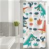 ASDCXZ Tenda da doccia per bambini di 120 x 180 cm, carina illustrazione di coccodrillo, cactus, sole, nuvola, lavabile, stretta, tende da doccia impermeabili per vasca da bagno
