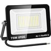 YOJZMA Faro LED da esterno, 75W 7500LM Luce di Sicurezza, 6000K Bianco | Senza Spina, IP66 impermeabili, Faretti LED, Proiettore Lampada Luce per giardino garage cortile campo sportivo patio portico