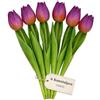 MIJOMA Tulipani artificiali, fiori artificiali, Real Touch, decorazione da tavolo (6 pezzi, lunghezza 19 cm, viola)