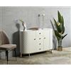 Dmora Credenza Pajeu, Buffet da Soggiorno, Madia da Salotto, Dispensa da Cucina, 120x40 h85 cm, Bianco e Oro
