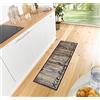 Hanse Home Zala Living Hanse Home Cook & Clean, tappeto a pelo corto, antiscivolo, lavabile, per cucina, corridoio, cucina, soggiorno, marrone, tortora, 50 x 150 cm