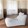 Talamo Italia - Pouf Abuli, Poltrona multiuso, Poltroncina sacco, Pouf poggiapiedi, Made in Italy, 70x120 h65 cm, Bianco