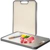 HzzFeiQiang 304 tagliere acciaio inox, tagliere in acciaio inox alimentare, con funzione di macinatura, utilizzabile su entrambi i lati, scivolo per il succo, manici antiscivolo