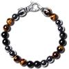 GAVU Bracciale Tripla Protezione da Uomo, Bracciale da Uomo con Perline di Ossidiana Occhio di Tigre Ematite L