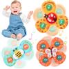 Ainiv Ventosa Spinner Top - 3PCS Ape Farfalla Coccinella Animali Simpatici per Il Bagno, Ventose Girevoli Sensoriali per Bambini