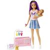 Barbie - Bambola Barbie Skipper Babysitter Nanna, playset con bambola e bebè con occhi assonnati che si aprono e si chiudono e accessori a tema, Giocattolo per Bambini 3+ Anni, HJY33