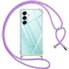Pnakqil Cover per Samsung Galaxy A16 5G con Cordino, Trasparente Custodia con Laccio Tracolla Cellulare Girocollo Collana Protettiva per Samsung A16 5G 6.7 Pollic, Viola 01