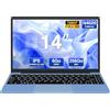 WOZIFAN Computer portatile 14 pollici Win11 256 GB SSD Espansibile 1 TB Storage Celeron N4020 Up to 2.8Ghz 2.4G+5G WiFi 1080p HDMI Bluetooth Mouse Wireless & Azerty Tastiera Membrana - Blu