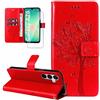 Dcjlbo Cover per Samsung Galaxy A26 5G Custodia Cover in Pelle Portafoglio a Libro con Pellicola Vetro Temperato Porta Carte Cover Flip Case Antiurto Custodia per Samsung A26 5G-Rosso