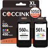 COCCINK Formato PG-560XL CL-561XL per Canon 560 561 XL per pixma TS5350 TS5351 TS5352 TS5353 TS7450 TS7451 TS7451a PG-560 XL CL-561 XL (1 Nero, 1 Tri-Colore)