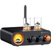 Fosi Audio MC331 Amplificatore HiFi a Valvole con DAC, Preamplificatore Vintage VU Meter con Bluetooth e USB/OPT/COAX/RCA, Amplificatore Audio Stereo 2 Canali per Diffusori da Scaffale, Home Theater