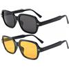 OSAGAMA Occhiali da sole vintage retrò per donna Uomo Moda Occhiali da sole quadrati alla moda (nero + giallo colorato)